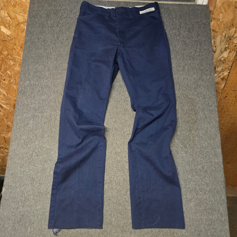 Vintage USA Work Wear Corp Mechanic Gas Station Pants 34 Talon Zipper Nav 70s